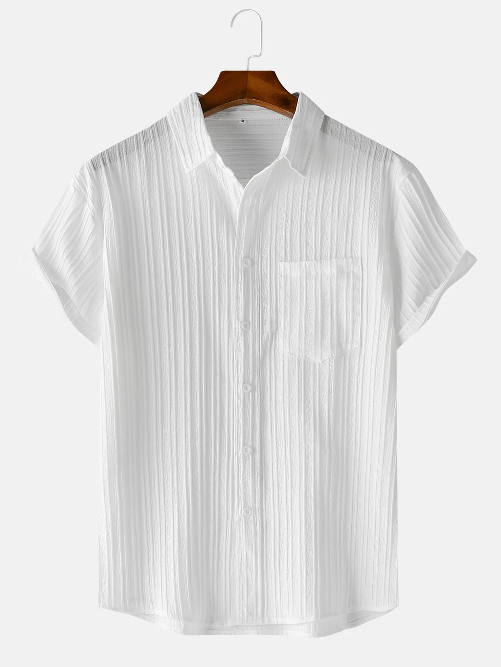 Men's Textured Short-Sleeve Button Shirt. Textured finish.
