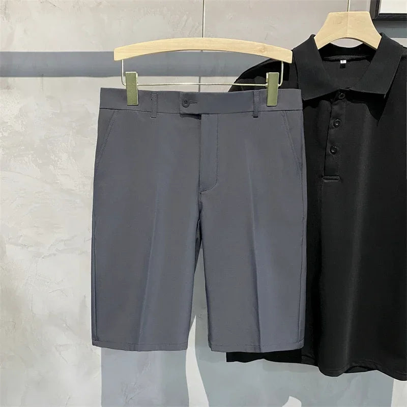 Men's Tailored Pleated Chino Shorts. Pleated front.
