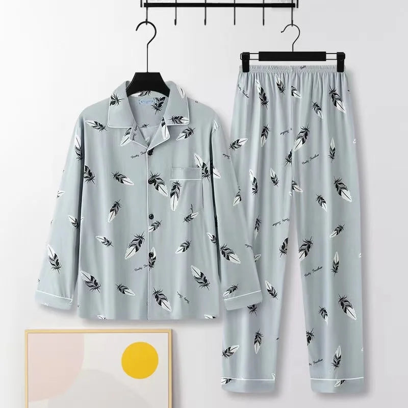 Men's Classic Cotton Shirt & Trouser Pyjamas. Cotton fabric.