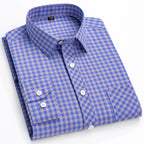 Men's Cotton Point-Collar Check Shirt. 100% cotton.