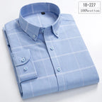 Men's Cotton Check & Stripe Button-Down Shirt. Button-down collar and button front.