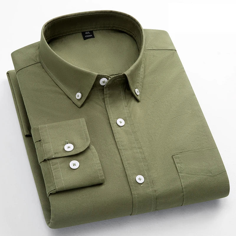 Men's Plain Cotton Oxford Shirt With Chest Pocket. 100% cotton Oxford fabric.