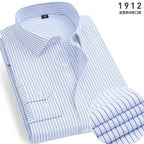 Men's Classic Stripe & Plain Pocket Shirt. Cotton-polyester blend.