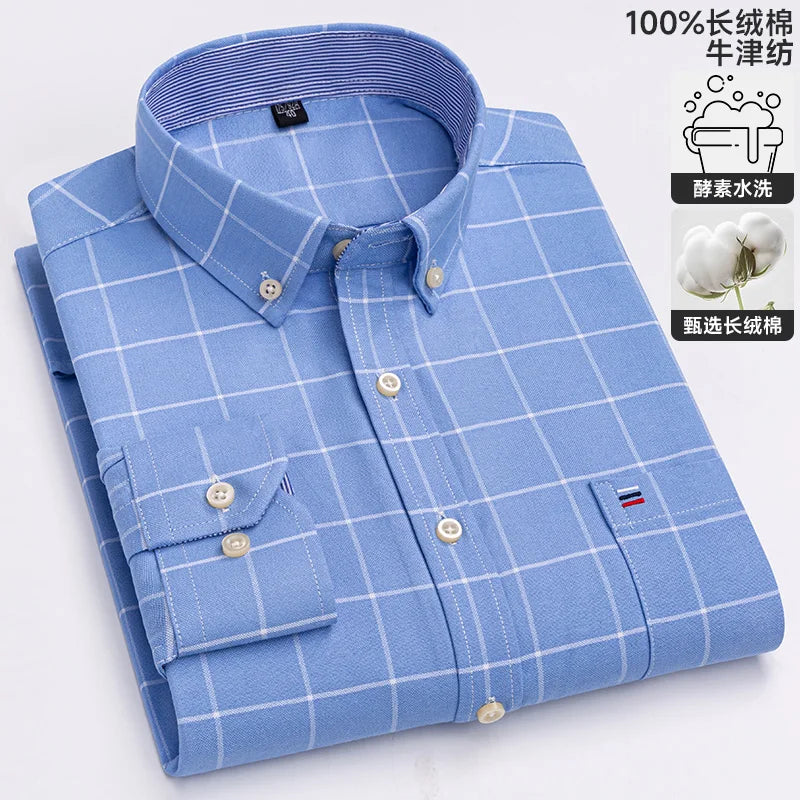 Men's Long-Sleeve Button-Down Oxford Shirt. 100% cotton Oxford fabric.