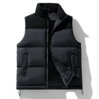 Men's Cord-Panel Puffer Gilet. Cord-textured yoke and collar.