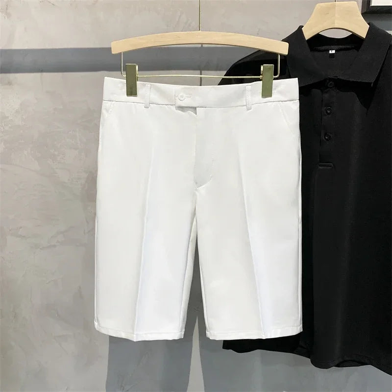 Men's Tailored Pleated Chino Shorts. Pleated front.