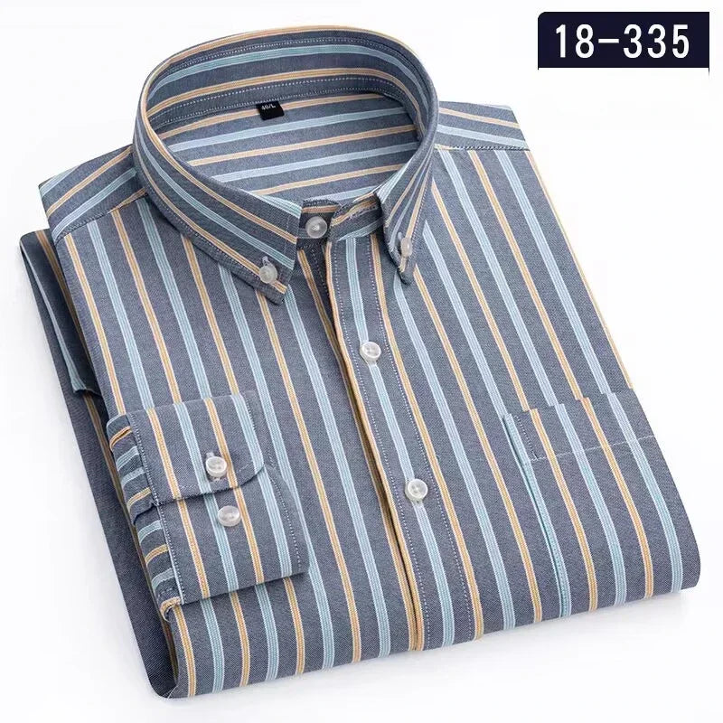 Men's Cotton Stripe & Check Collar Shirt. 100% cotton.