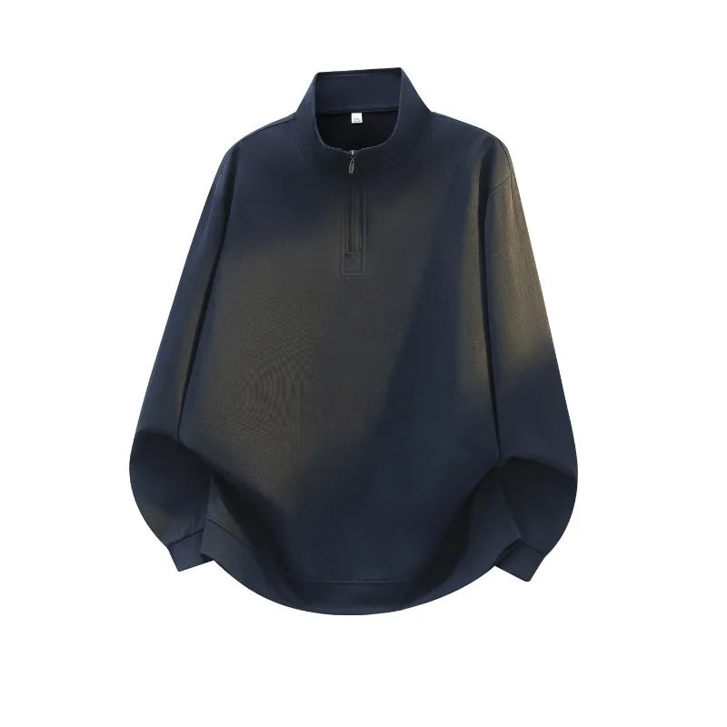 Men's Washed Oversized Half-Zip Pullover. Shaded washed finish.