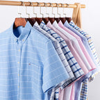 Men's Checked Short-Sleeve Oxford Shirt. 100% cotton Oxford fabric.