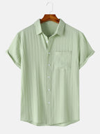 Men's Textured Short-Sleeve Button Shirt. Textured finish.