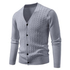 Men's Cable-Knit V-Neck Cardigan. Cable-knit texture.