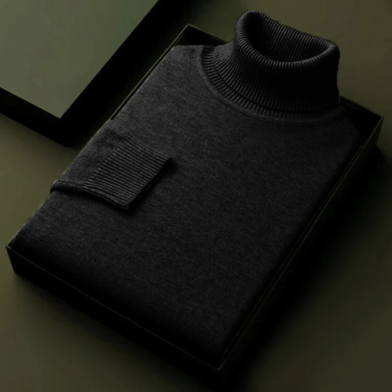Men's Essential Ribbed Roll-Neck Jumper. Folded ribbed roll neck.