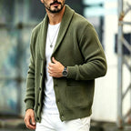 Men's Shawl-Collar Pocket Cardigan. Shawl collar.