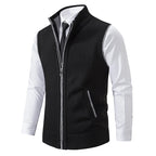 Men's Zip-Through Knit Vest. Sleeveless knitted design.