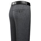 Men's Melange Straight-Leg Tailored Trousers. Polyester fabric.