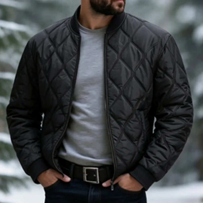Men's Diamond-Quilted Short Zip Jacket. Diamond quilting.