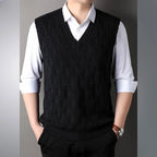 Men's Textured V-Neck Knit Slipover. Textured cable and zigzag knit.