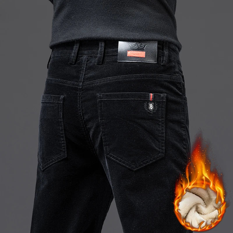 Men's Straight Corduroy Trousers. Fine corduroy texture.