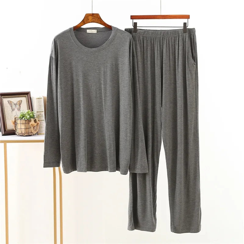Men's Modal-Blend Crew-Neck Lounge Set. Modal-elastane blend.