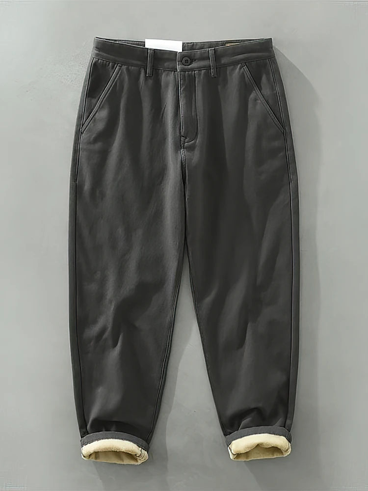 Men's Relaxed Cotton-Blend Chino Trousers. Cotton and polyester blend.