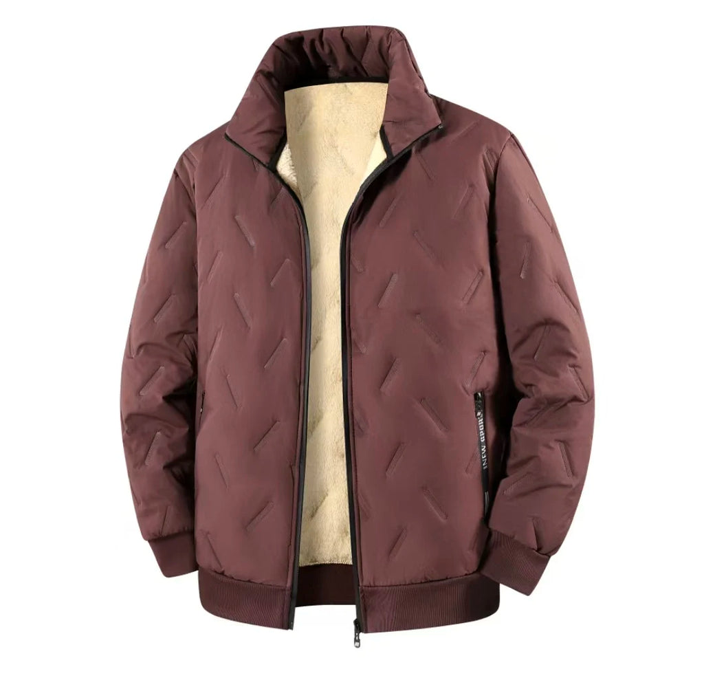 Men's Fleece-Lined Chevron Quilted Jacket. Chevron quilting.