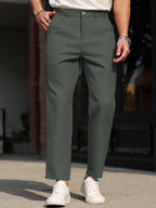 Men's Slim Ankle-Length Dress Trousers. Polyester fabric.