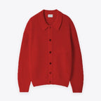 Men's Ribbed Shirt-Collar Cardigan. Pointed collar and button-through front.