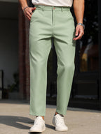 Men's Slim Ankle-Length Dress Trousers. Polyester fabric.