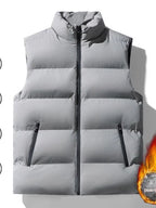Men's Broad-Quilted Padded Winter Gilet. Broad horizontal quilting.