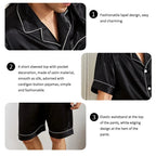 Men's Satin-Finish Short Pyjama Set. Polyester-elastane satin finish.