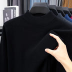 Men's Plain Mock-Neck Jumper. Mock-neck collar.