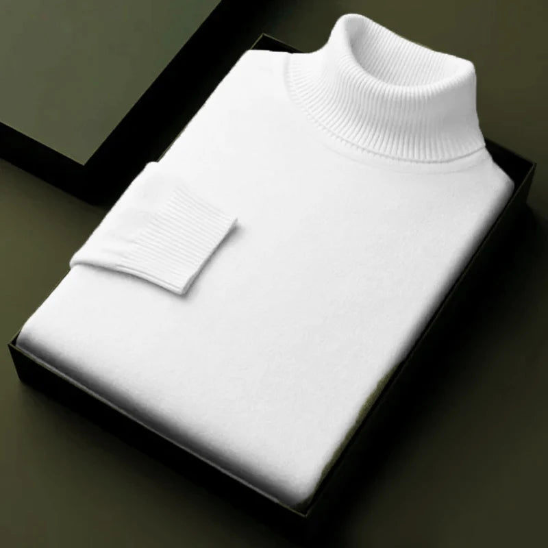 Men's Essential Ribbed Roll-Neck Jumper. Folded ribbed roll neck.