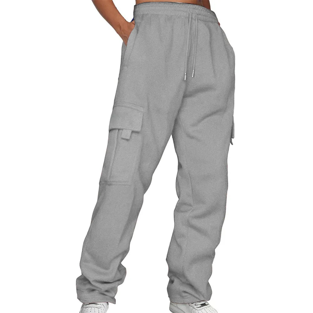 Men's Wide-Leg Cargo Sweatpants. Straight wide leg.