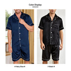 Men's Satin-Finish Short Pyjama Set. Polyester-elastane satin finish.