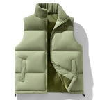 Men's Cord-Panel Puffer Gilet. Cord-textured yoke and collar.