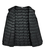 Men's Wave-Quilted Collarless Gilet. Wave quilt pattern.