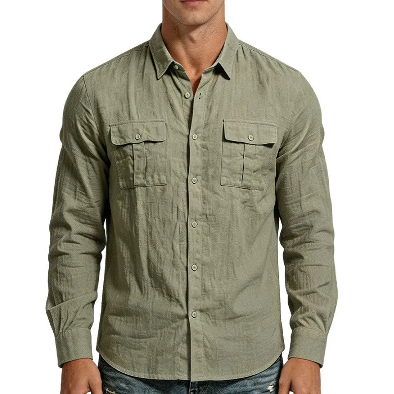 Men's Textured Twin-Pocket Utility Shirt. Textured fabric.