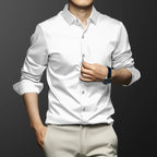 Men's Smooth Cotton-Blend Poplin Shirt. Cotton, rayon and polyester blend poplin.