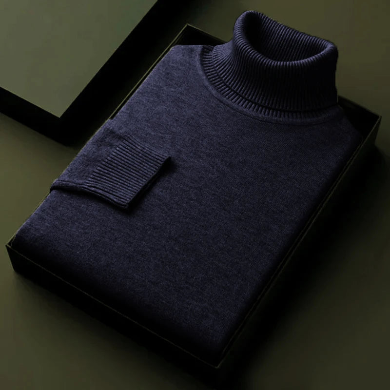 Men's Essential Ribbed Roll-Neck Jumper. Folded ribbed roll neck.