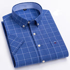 Men's Short-Sleeve Cotton Oxford Shirt. Oxford cotton fabric.