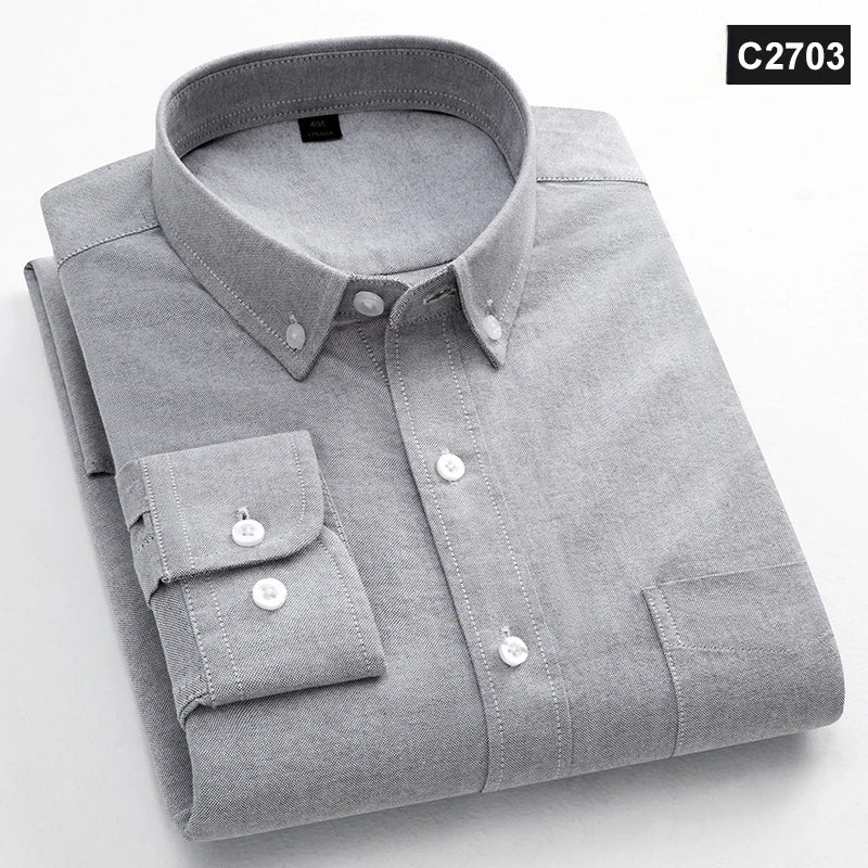 Men's Plain Cotton Oxford Shirt With Chest Pocket. 100% cotton Oxford fabric.