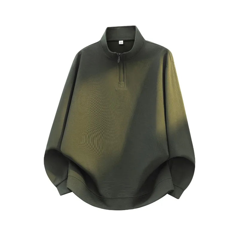 Men's Washed Oversized Half-Zip Pullover. Shaded washed finish.