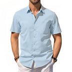 Men's Cotton-Linen Summer Pocket Shirt. Cotton and linen blend.