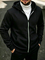 Men's Marl Fleece-Lined Zip Hoodie. Heather marl knit exterior.