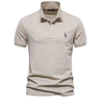 Men's Pique Polo With Giraffe Embroidery. Piqué texture.