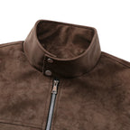 Men's Suede-Look Snap-Collar Zip Jacket. Suede-look surface.