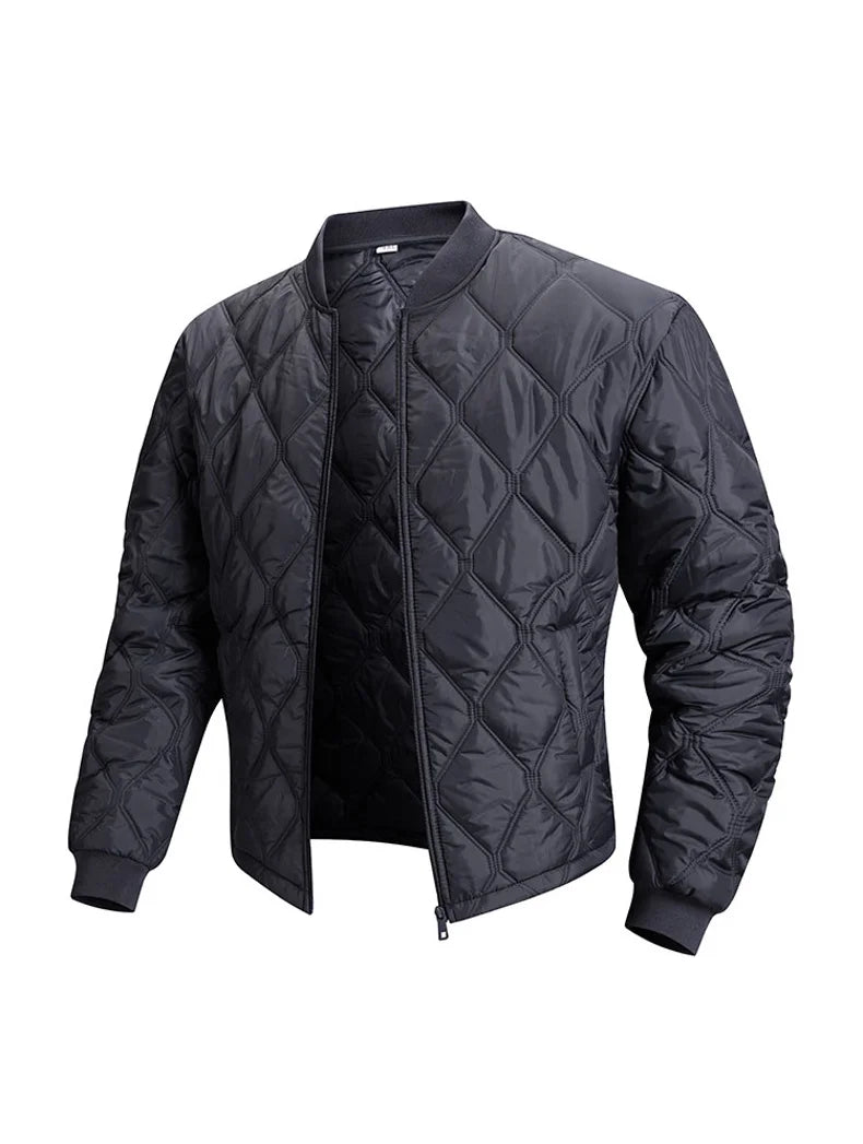Men's Diamond-Quilted Short Zip Jacket. Diamond quilting.