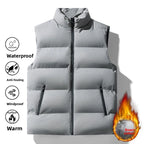 Men's Broad-Quilted Padded Winter Gilet. Broad horizontal quilting.