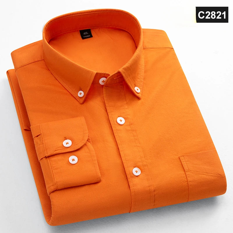 Men's Plain Cotton Oxford Shirt With Chest Pocket. 100% cotton Oxford fabric.