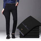 Men's Lightweight Slim Stretch Dress Trousers. Polyester and elastane blend.